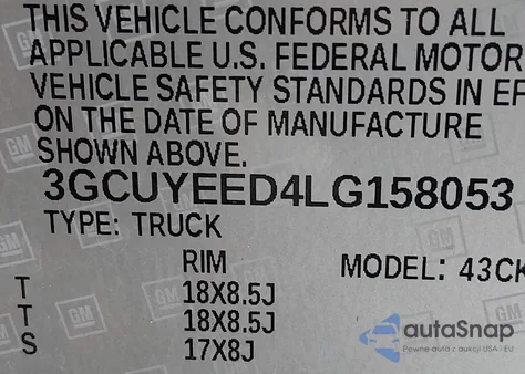 2020 Chevrolet Silverado 1500 4Wd Standard Bed Rst from USA, damaged, VIN 3GCUYEED4LG158053